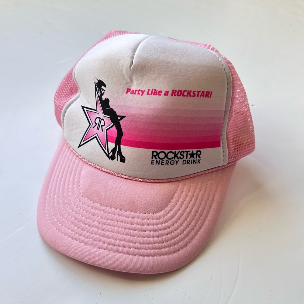 Vintage Nissun Cap Rockstar Energy Drink Pink Trucker Hat